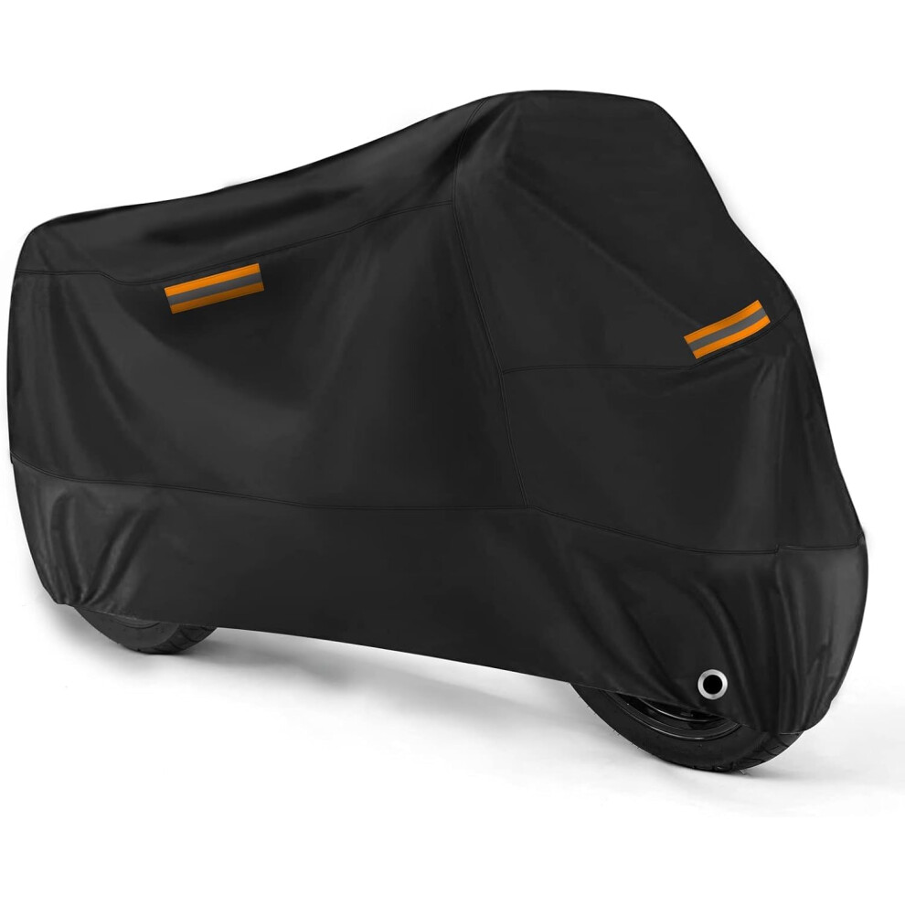 Waterproof All Weather Motorcycle Cover Xl With Lock Hole, Windproof Buckles And Reflective Strips 9187378931615