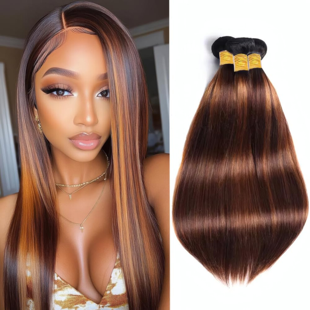 Brazilian Straight Human Hair Bundles Ombre T1B/P430 Virgin Extensions 20 22 24 Inch Double Weft