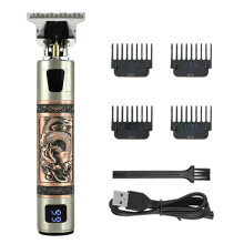 Herrehårklipper, nul-mellemrums trimning for glat barbering, genopladeligt litium-ion-batteri, digitalt display til batteristatus, ultratyndt design