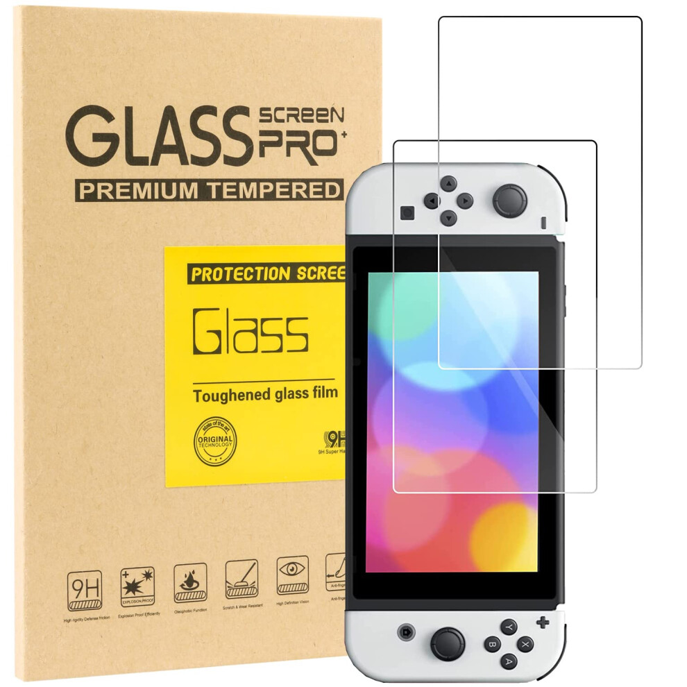 Screen Protector For Nintendo Switch Oled 2021, 9H Tempered Glass, Hd Clear Antiscratch, 2Pack 9199774683159