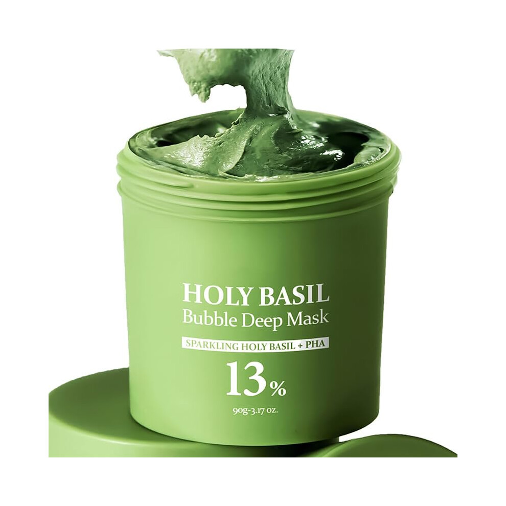 Korean Bubble Clay Mask for Pores with Holy Basil, Carbonated Deep Cleansing Face Pack 90g