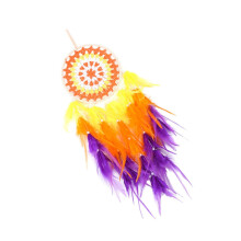 Bohemian Dream Catcher with Warm LED Lights, Rainbow Feather Wall Hanging Decor for Bedroom