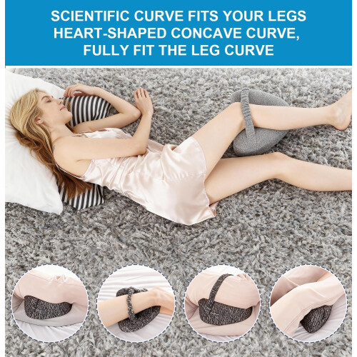 Knee Pillow for Side Sleepers with Adjustable Strap, HeartShaped Memory Foam for Hip Alignment 1