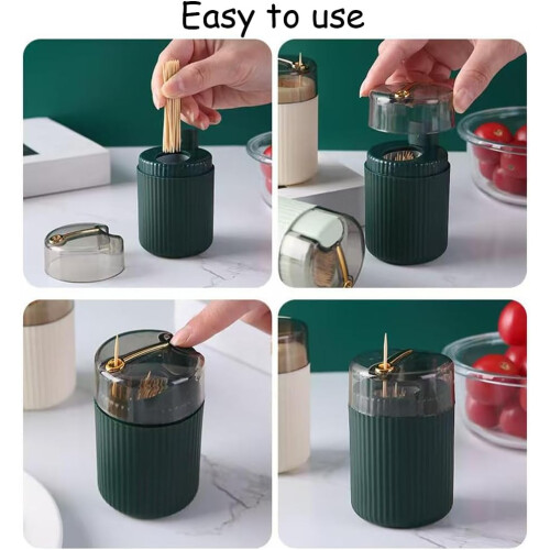 Automatic Toothpick Dispenser with Large Capacity, OneTouch Push Button Toothpick Holder for Kitchen 1