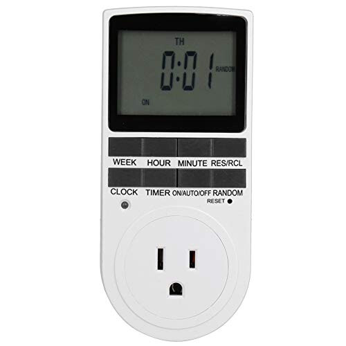 Digital Timer Switch 10A US Plug with LCD Display, 7 Day Programmable Outlet for Lights and Fans