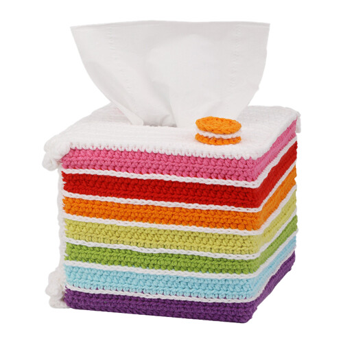 Tissue Box Crochet Set for Beginner with-Colorful cake tissue