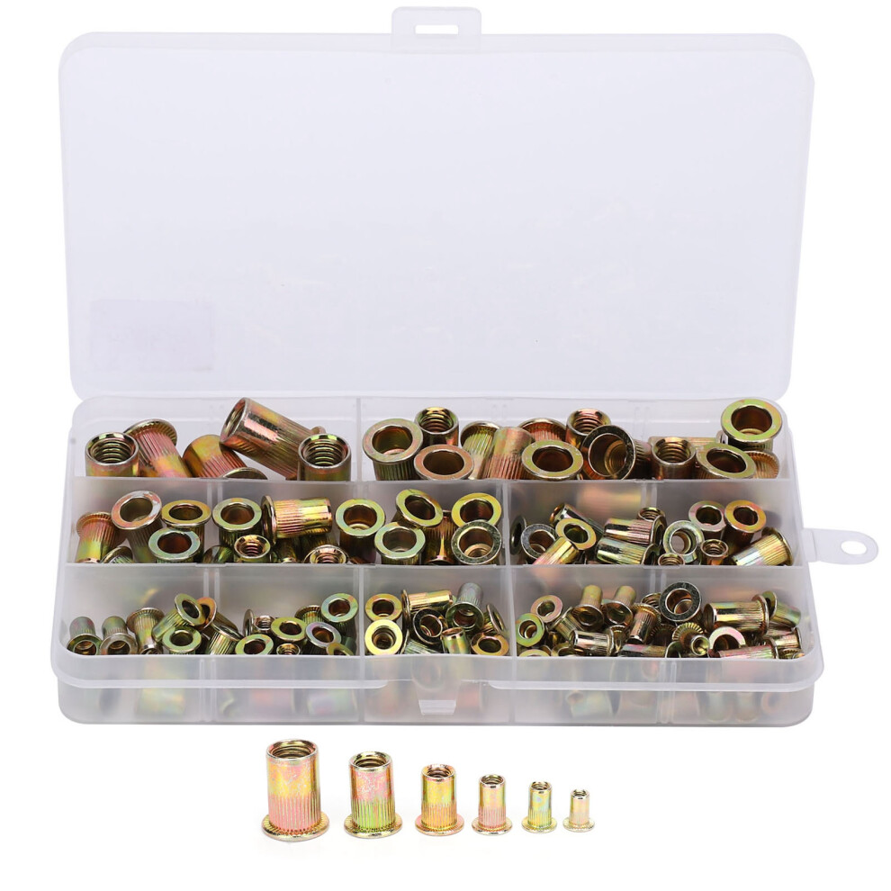 160Pcs Zinc Plated Carbon Steel Rivet Nut M3/4/5/6/8/10 Kit 9421379612655