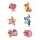 Pack van 2/6 zeedieren hars beeldjes ornament voor-combinatie 1
