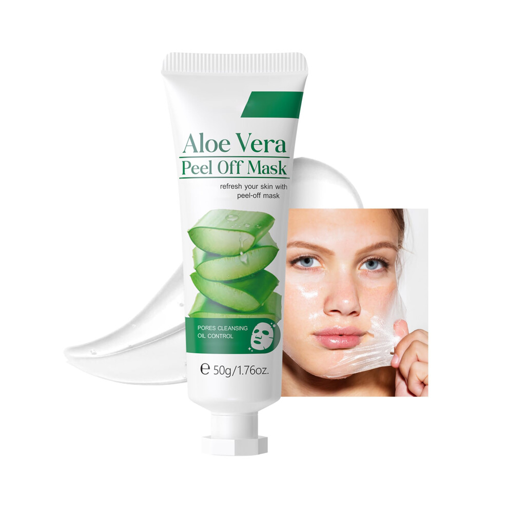 Aloe Vera Peel Off Mask with Cucumber Extract for Deep Hydration and Soothing All Skin Types 1.76Oz