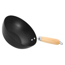 Small Flat Bottom Carbon Steel Wok Pan for Gas Stove Rapid Heat Conduction Stir Fry BBQ