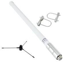 UHF VHF Dual Band Fiberglass Base Antenna with Ground Plane Kit 400470MHz SO239 for Ham Radio