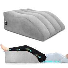 Leg Elevation Pillow with Adjustable 45 Incline, Inflatable Wedge Cushion for Swelling Relief, Grey
