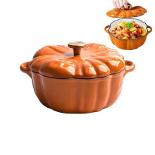 Pumpkin Dutch Oven Enamel Cast Iron Casserole with Even Heat Distribution Oven Safe Design