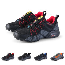 Orthopaedic Pain Relieving Hiking Shoes Men's Non Slip Trail Running Shoes Black Red UK Size 12
