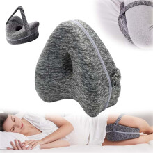 Memory Foam Knee Pillow for Side Sleepers with Adjustable Strap, Hip and Sciatica Pain Relief, Grey