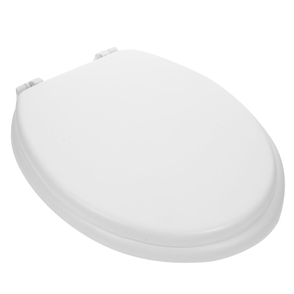Elongated Padded Toilet Seat With Lid, Soft Cushion Universal Fit Thickened Durable Design, White 9094768935088