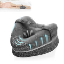 Memory Foam Knee Pillow with Elastic Strap for Side Sleepers, Hip and Back Pain Relief, Grey