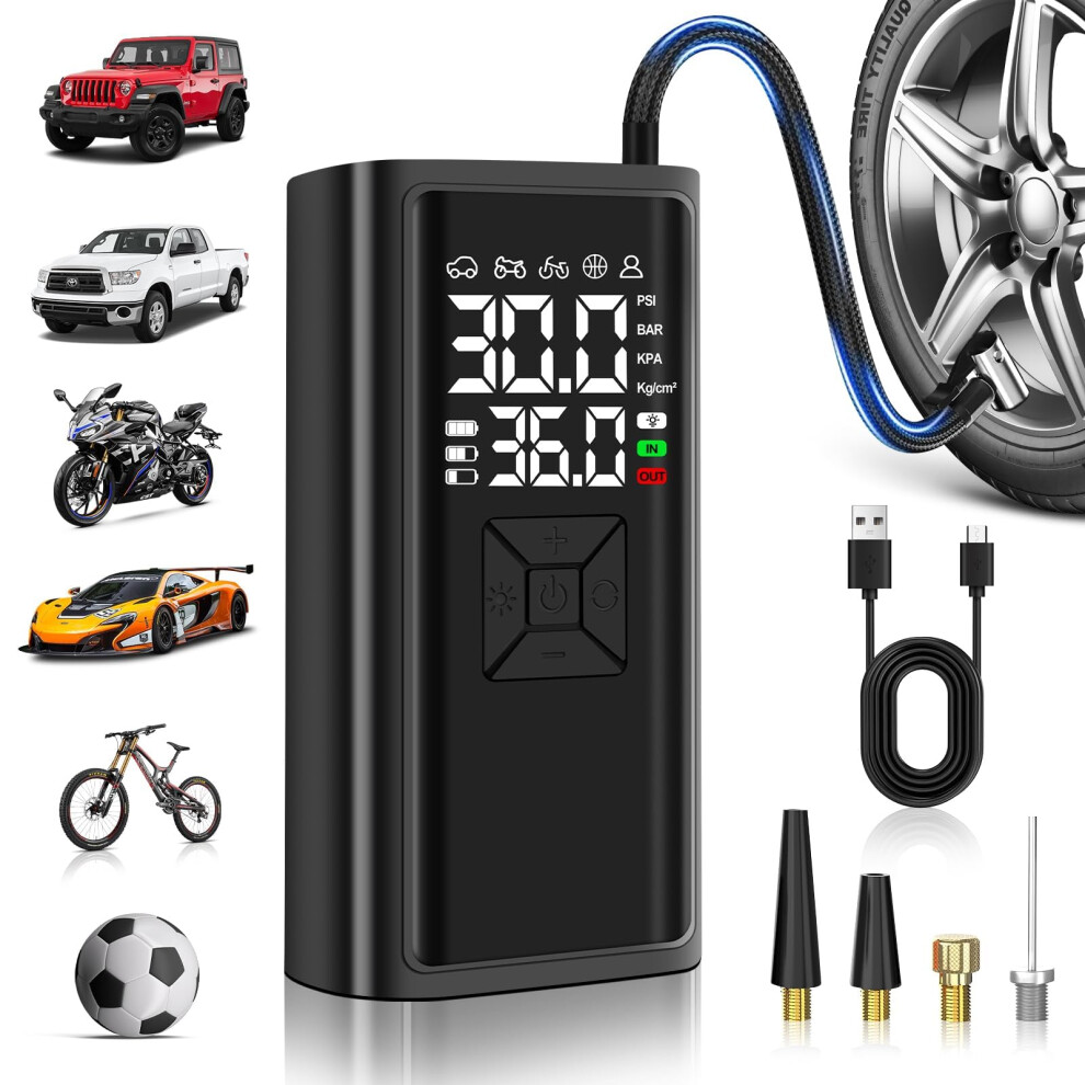 Portable Tire Inflator 150 Psi Cordless Air Compressor With Digital Display Led Auto Shutoff Light 9199774685689