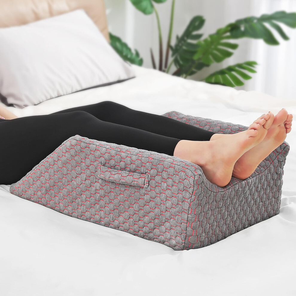 Leg Elevation Pillow Memory Foam Double Wedge for Post Surgery Recovery and Swelling Relief 29x16x9.5