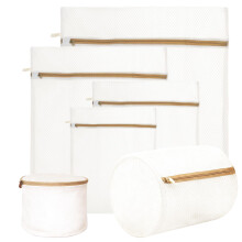 6 Pcs Mesh Laundry Bags for Delicates with Durable Zipper Closure, MultiSize Beige Set