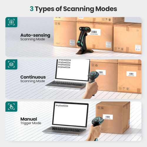 Wireless Bluetooth 2D Barcode Scanner with Stand, IP65 Waterproof QR Reader for POS and Inventory 1