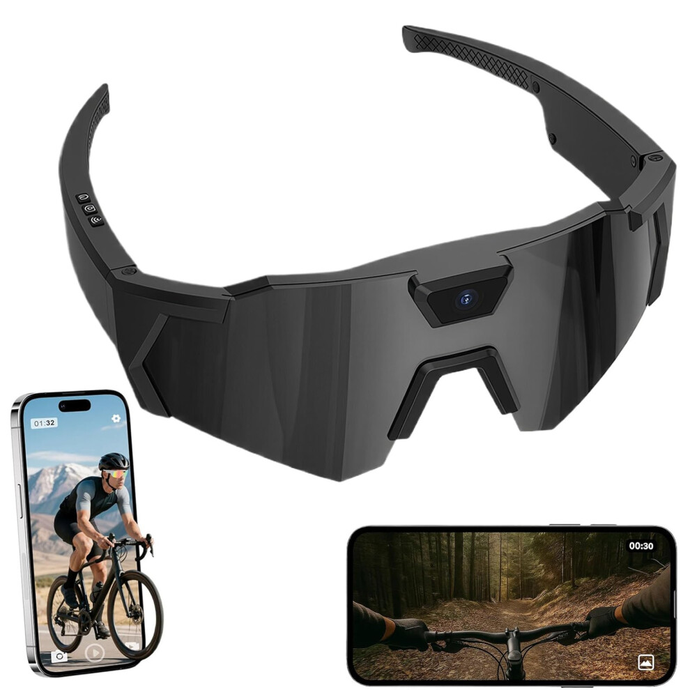 4K Pov Camera Glasses With Ultrawide Recording For Baseball Cycling Hiking Outdoors 128G Black 9164114195555