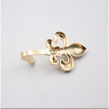 Modern Zinc Alloy Curtain Hooks With Screws, Decorative Lace Pattern, Single And Double Hooks, Golden 0046