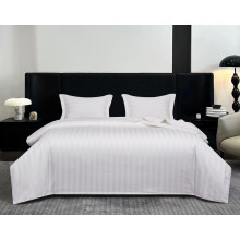 Queen Duvet Cover Set Queen Size White 100% Cotton Luxury Hotel Striped 3PC with Zipper Closure