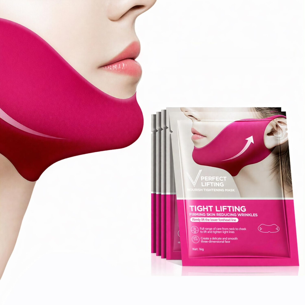 Collagen V Line Lifting Mask for Double Chin Reduction, Firming Hydrating Face Mask 5PCS
