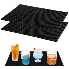 2 Pack Extra Large NonSlip Rubber Bar Mat Set 15.7x27.6in SpillResistant Black Countertop Mats for Bars Coffee Shops Restaurants