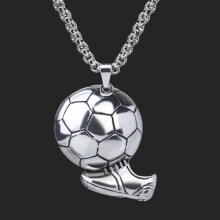 (XL1003-75 Football) Hip-hop style stainless steel necklace with alloy pendant for both men and women