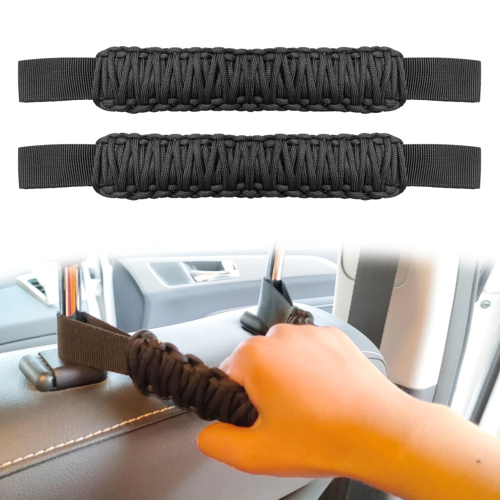 2Pcs Car Grab Handles With Headrest Mount, Heavy Duty Nylon Woven Passenger Grip For Suv Truck 9199774687195