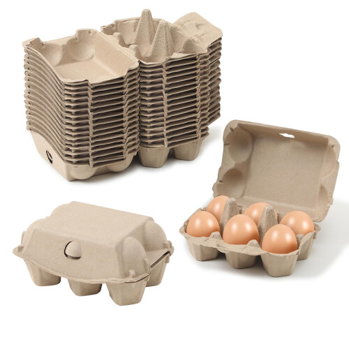 15 Pack 6 Egg Cartons Bulk Value, EcoFriendly Reusable Pulp Holders with Secure Clasp for Storage