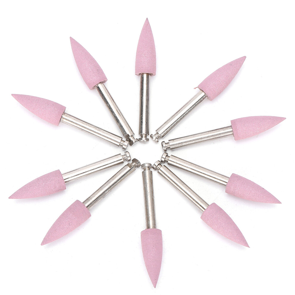 Pink 10Pcs Low Speed Dental Polishing Burs Set, Flame Shape