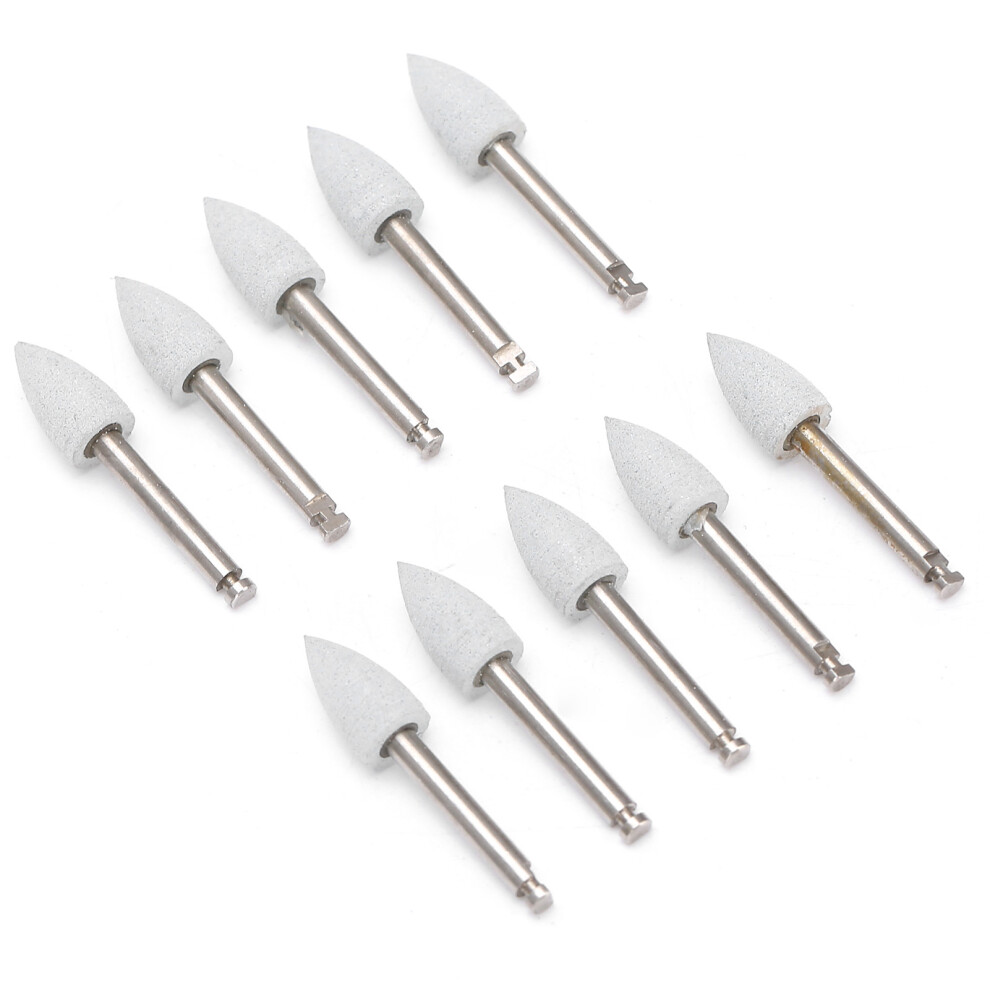 Gray 10Pcs Alloy Low Speed Dental Polishing Burs Set | Flame Shape