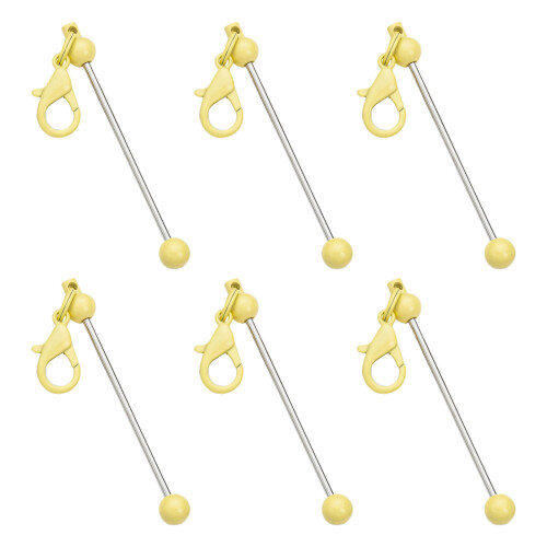 6 Pcs Blank Beadable Keychains Handmade Metal-candy yellow