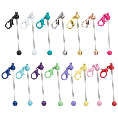 6 Pcs Blank Beadable Keychains Handmade Metal-candy yellow 2