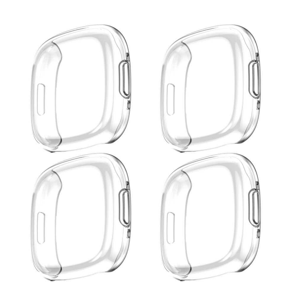 Clear Tpu Case With Builtin Screen Protector, 4Pack Full Coverage For Fitbit Versa 4 And Sense 2 9094768936993