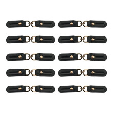 10Pcs Leather Sew On Toggles with Metal Button-Black