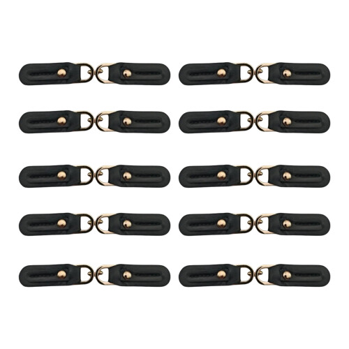 10Pcs Leather Sew On Toggles with Metal Button-Black