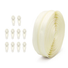 #3 Nylon Coil Zippers Kits Zippers Pull Head Zippers-Beige
