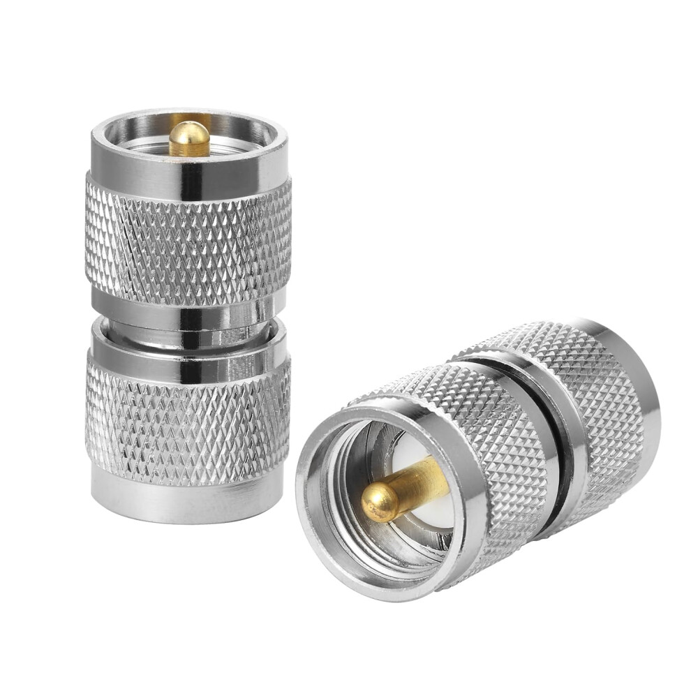 Uhf Male To Male Adapter Pl259 Connector 50 Ohm Rf Coaxial For Radio Antenna Router Pack Of 2 9094768937303
