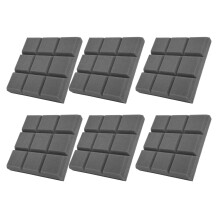 6Pcs Gray Acoustic Sound Absorption Panels, Polyurethane, 30x30x5cm