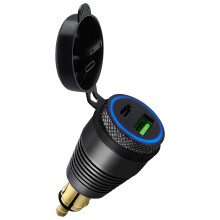 Motorfiets DIN Plug Waterdichte Oplader Naar QC3.0 USB-Oplader & Type C 30W Power Delivery Adapter Socket
