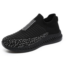 Men's Lightweight Breathable Soft Bottom Socks Walking Shoes Stretch Knit Running Sneakers Casual Gym Shoes UK 8.5 Black