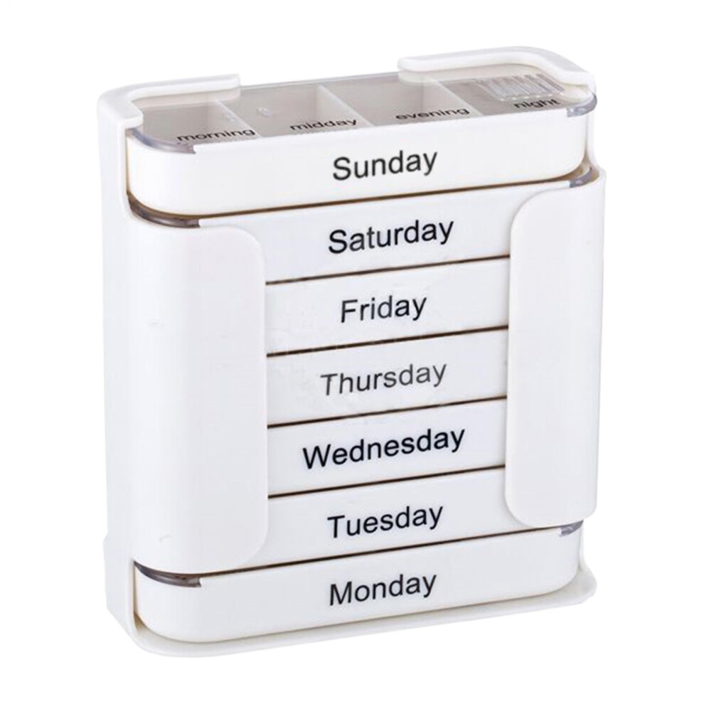 Pill Box 7 Day Pill Organizer | Portable Medicine Organizer For Four Daily Doses | Storage Case For Elderly And Children