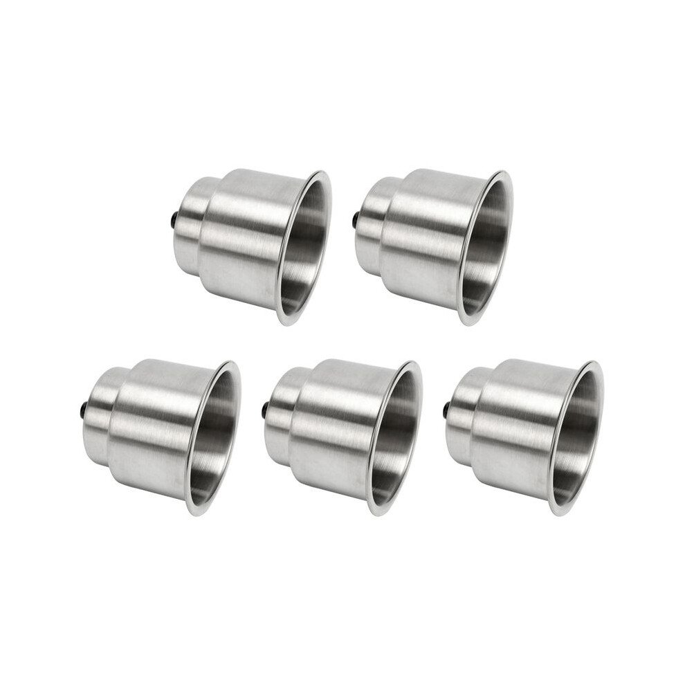 5X Stainless Steel Cup Drink Holder Brushed with Drain Marine Boat Rv