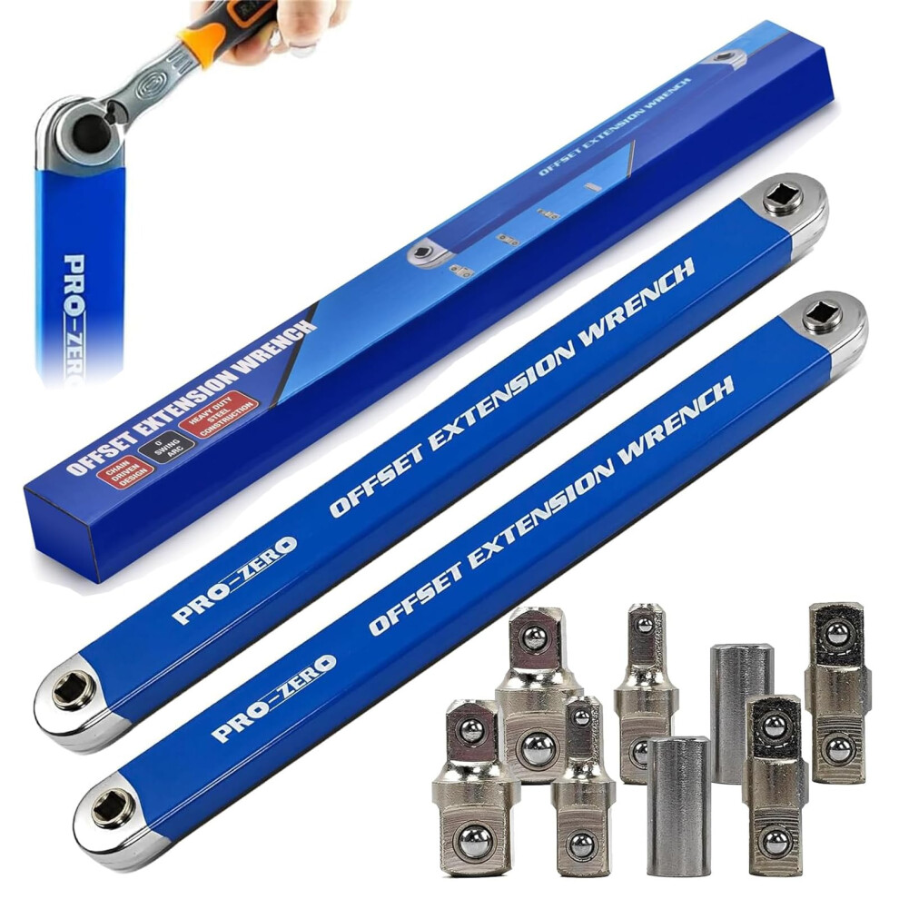 Ratchet Wrench Extension Set With Zero Offset Design For Tight Space Access, 1/2 1/4 3/8 Adapters 9094768938775