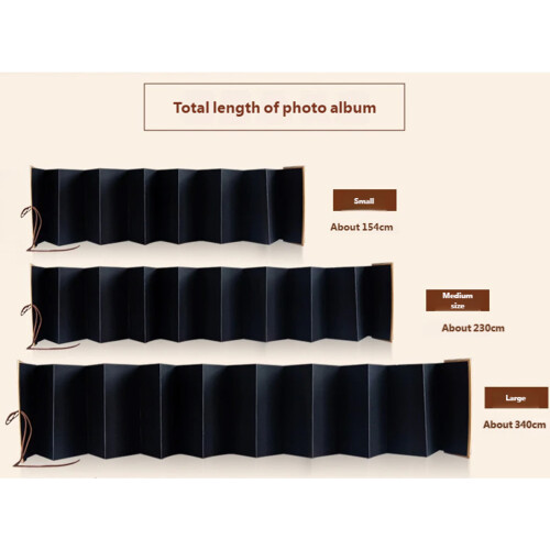 Stretchable Folding Photo Album Thick Page Page-Black M 2