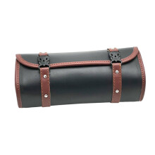 Motorcycle Tool Bag Waterproof PU Leather Handlebar Pouch Front Fork Black Brown Vintage Saddlebag Roll Tool Organizer